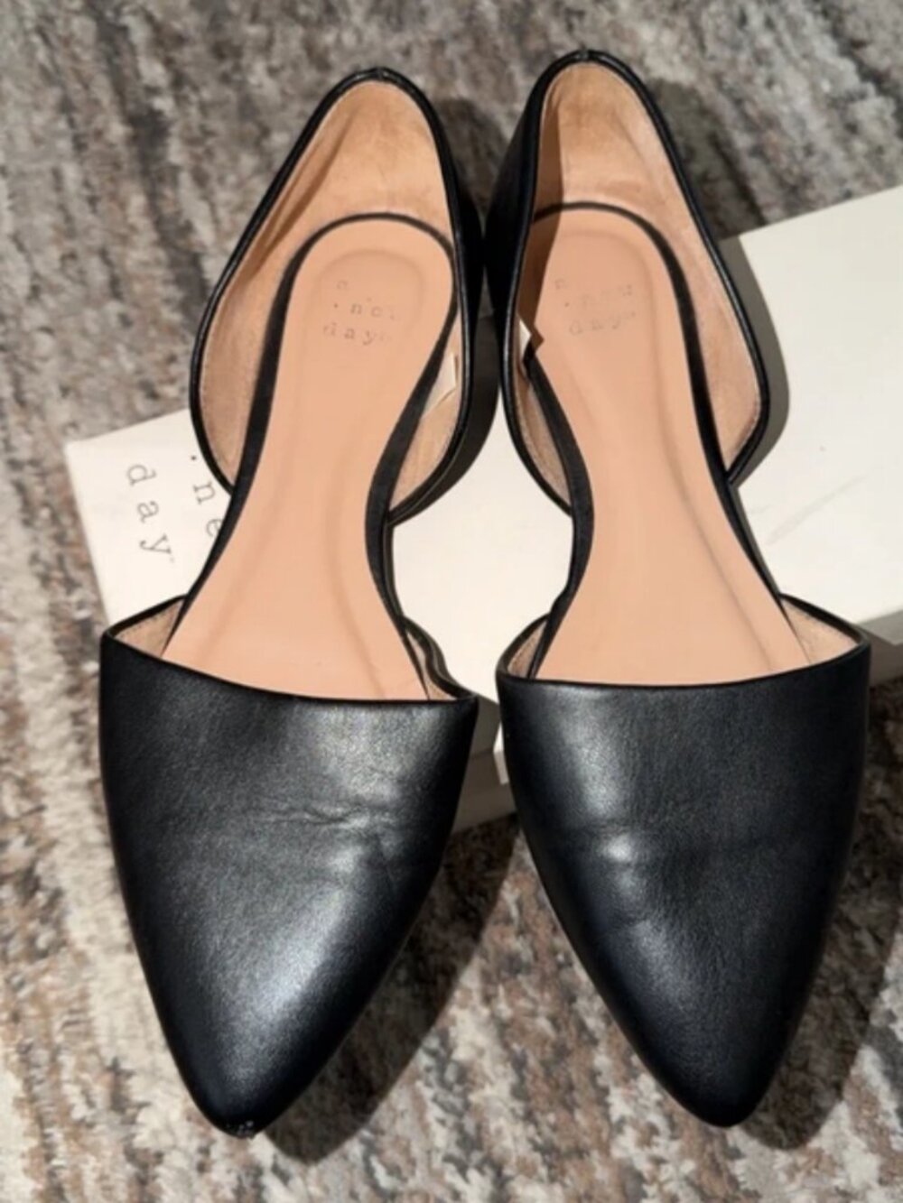 Black faux Leather Flats
